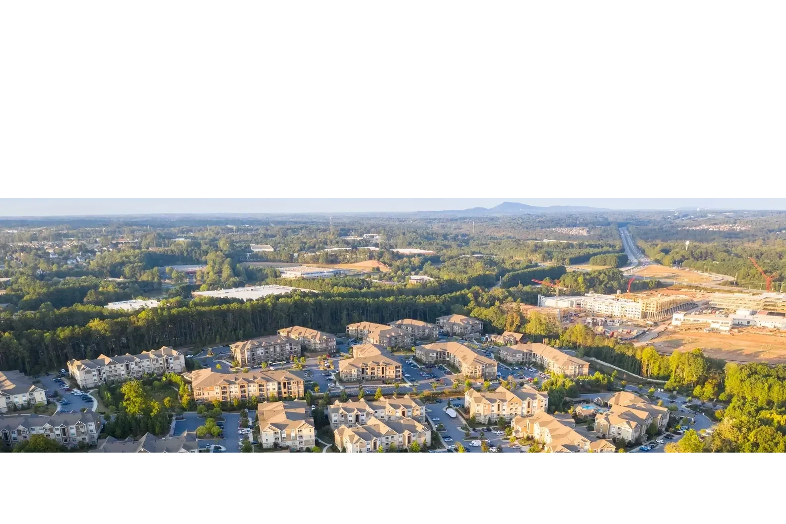 Aerial panorama of a suburban residential development
